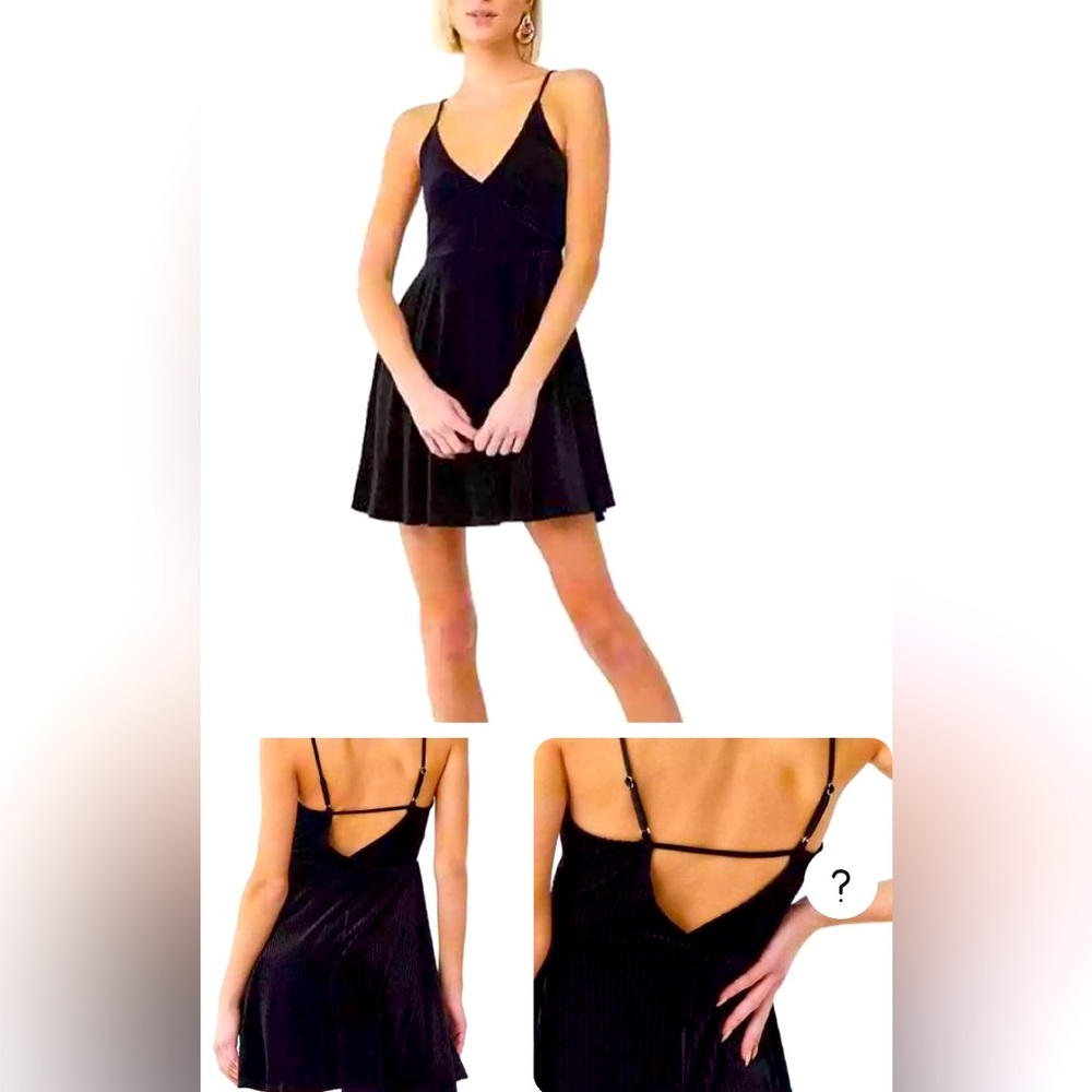 Forever 21 Black Velvet Ribbed Mini Dress Size Medium